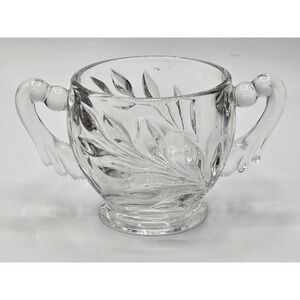 Vintage Indiana Glass Willow Leaf Pattern Clear Glass Sugar Bowl 1930s